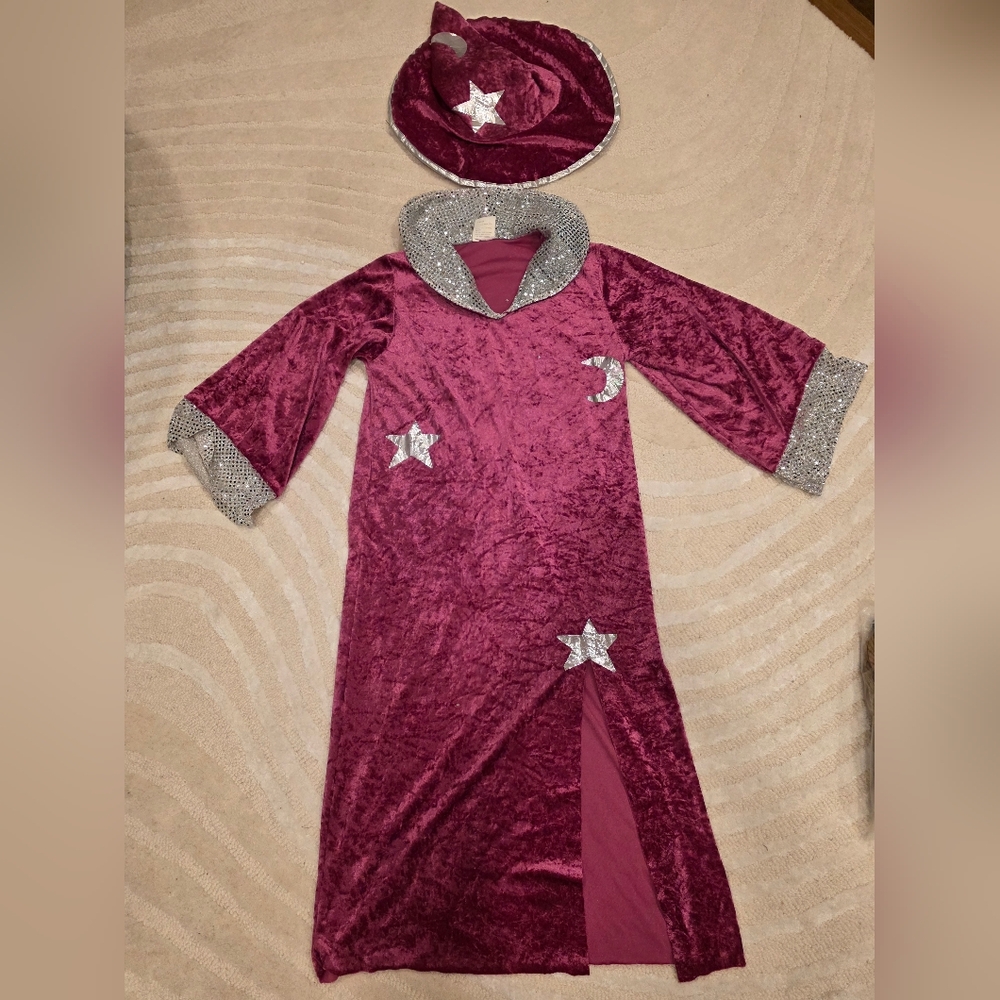 Kids Wizard Costume with Hat - Pink and Silver